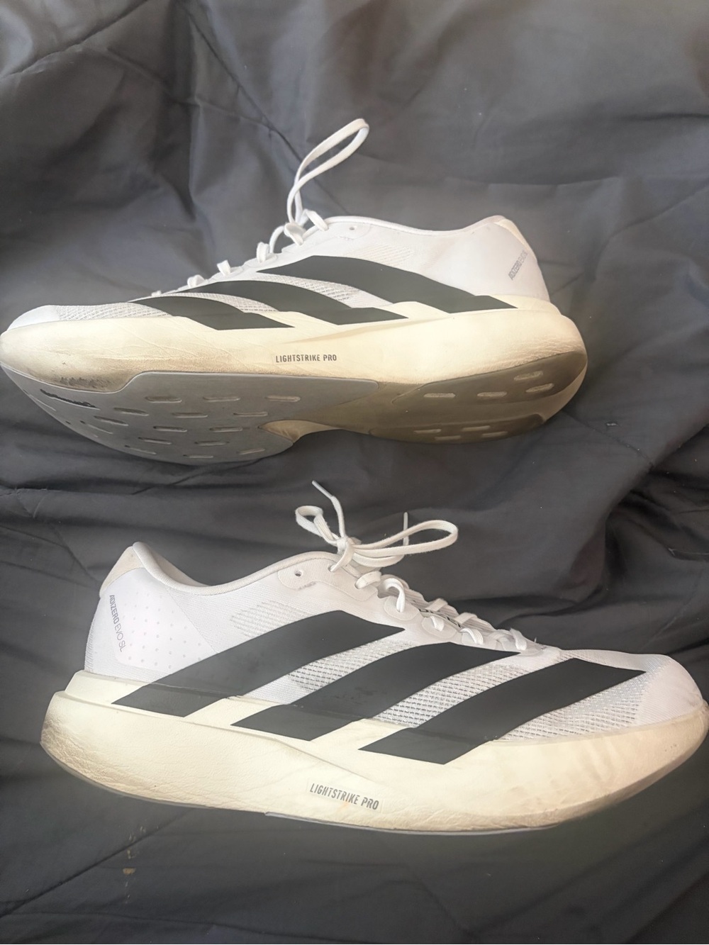 Adidas Adizero Men’s White Black Running Shoes pre owned as isEVO SL Sz 11.5 - Picture 5 of 7